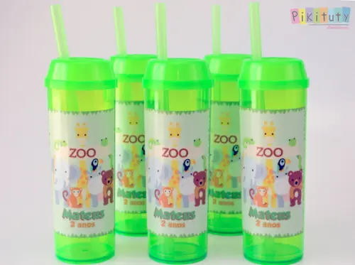 Copo Long Drink c/ canudo Zoológico