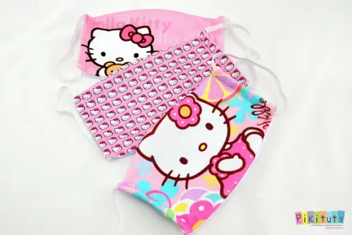 Kit 3 máscaras cirúrgicas em tecido Adul/Infantil Hello Kity