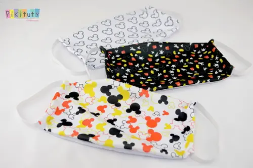 Kit 3 máscaras cirúrgicas em tecido Adul/Infantil Mickey