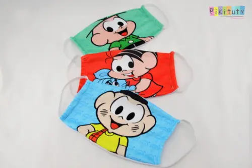 Kit 3 máscaras cirúrgicas em tecido Adul/Infantil Monica