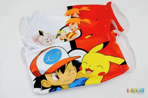 Kit 3 máscaras cirúrgicas em tecido Adul/Infantil Pokemon
