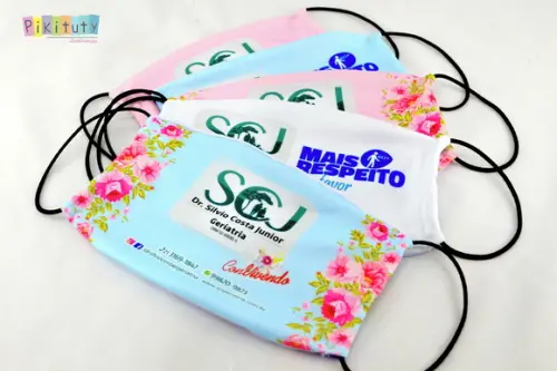 Kit 3 máscaras cirúrgicas em tecido Adul/Infantil Sua Logo