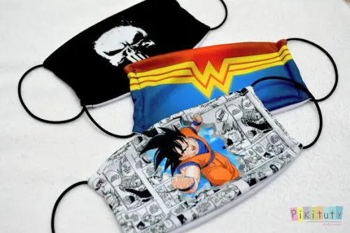 Kit 3 máscaras cirúrgicas em tecido Adulto/Infantil Heróis