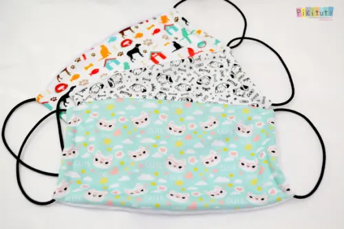 Kit 3 máscaras cirúrgicas em tecido Adulto/Infantil Pets
