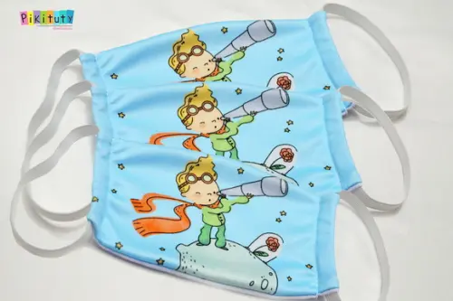 Kit 3 máscaras em tecido Adul/Inf O Pequeno Príncipe
