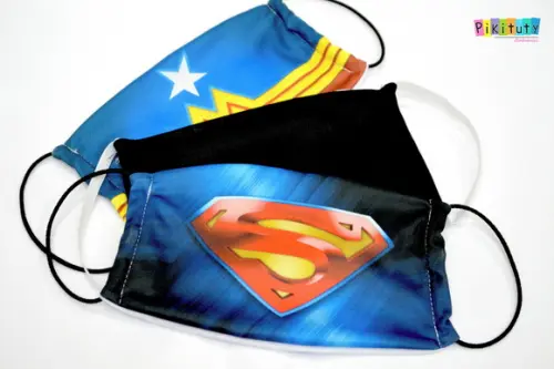 Kit 3 máscaras em tecido Adul/Infantil Superman e M. Maravil