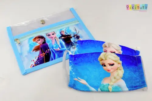Kit c/ 1 Porta máscara + 2 máscaras de proteção Frozen