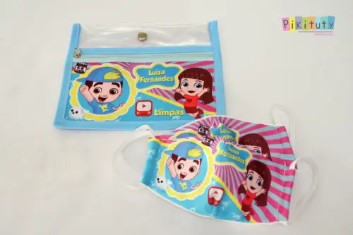 Kit c/ 1 Porta máscara + 2 máscaras de proteção Luccas Neto