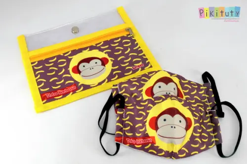 Kit c/ 1 Porta máscara + 2 máscaras de proteção MACACO SKIP