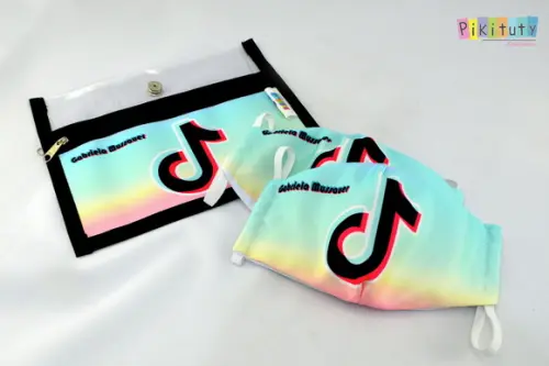 Kit c/ 1 Porta máscara + 2 máscaras de proteção Tik Tok