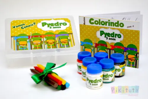 Kit colorir na Caixa - Tartarugas Ninjas