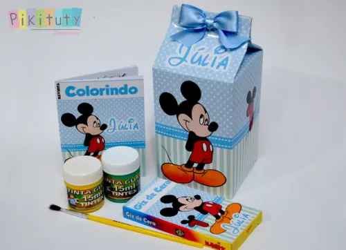 Kit Colorir na Caixa de Leite Mickey