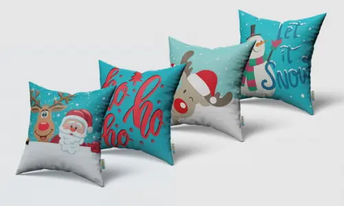 Kit com 4 Capas para Almofadas Decorativas Natalinas