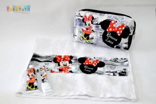 Kit Dental + Necessaire + Toalha Minnie