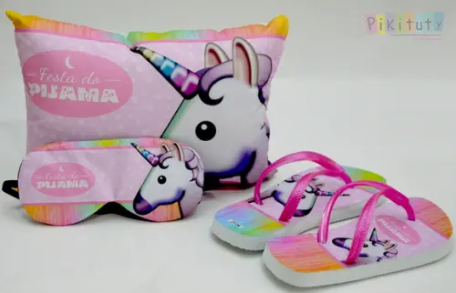 Kit Festa do Pijama Unicórnio Emoji
