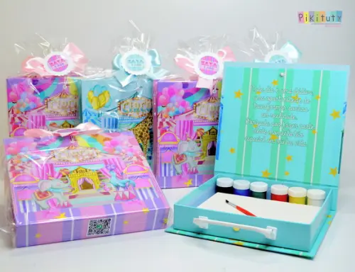Kit Pintura com Maleta em Cartonagem - Circo Rosa