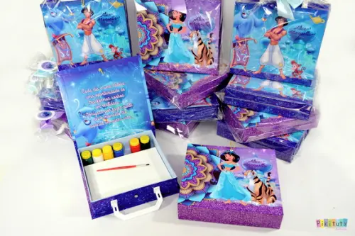 Kit pintura com maleta em cartonagem - Aladdin e Jasmine