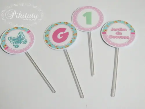 Mini Toppers para docinhos - Jardim