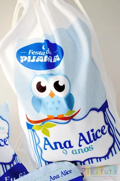 Mochila de Tecido Corujinha azul