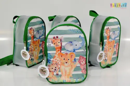 Mochila em alklear c/tag - Safari aquarela
