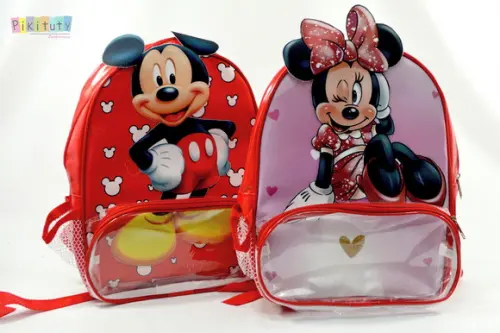 Mochila Em Verniz Com Aplique 3d - Mickey E Minnie