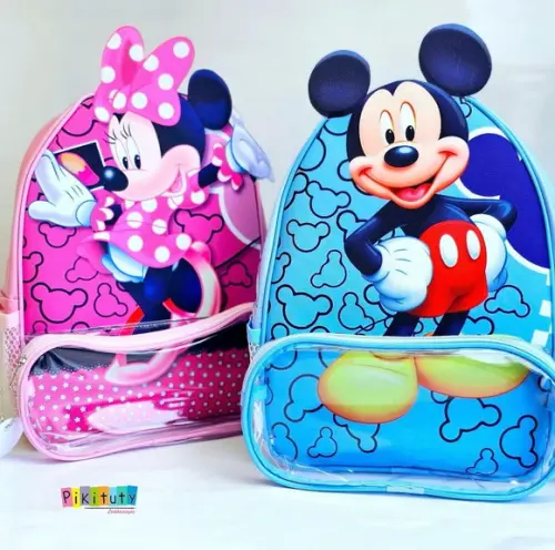 Mochila em Verniz com Aplique 3d - Mickey e Minnie