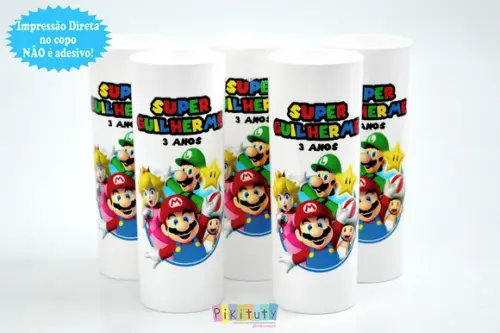 Promoção! 20 Copos Long Drink - Super Mario