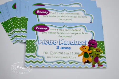 Promoção! Convite 10x7 - Barney