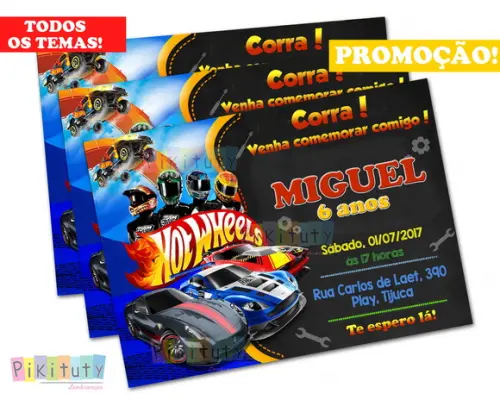 Promoção! Convite 10x7 - Hot Wheels