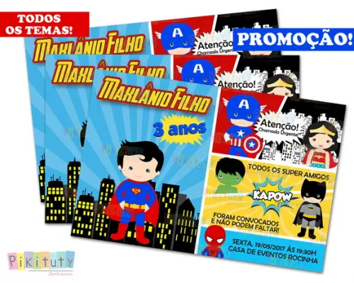 Promoção! Convite 10x7 - Heróis