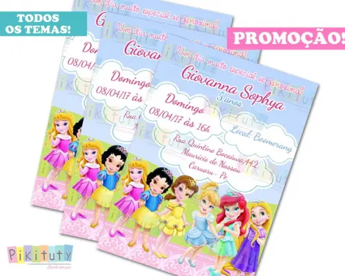 Promoção! Convite 10x7 - Princesas Baby