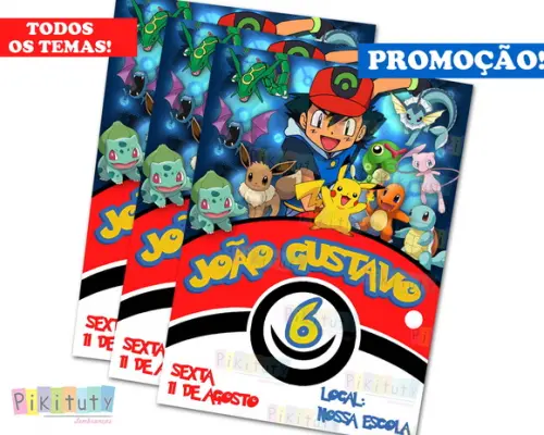 Promoção! Convite 10x7 - Pokemon