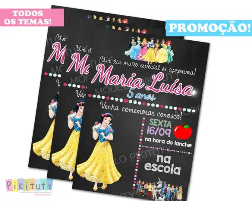 Promoção! Convite 10x7 Princesas Disney