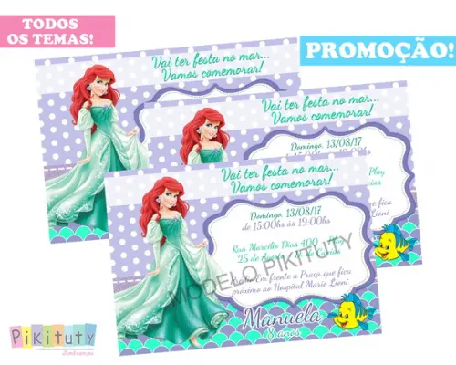 Promoção! Convite 10x7 A pequena Sereia