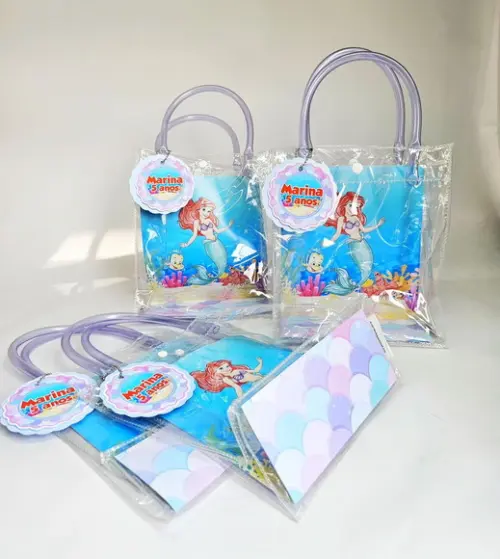 Sacola Cristal com Tag Dupla - Ariel Pequena Sereia