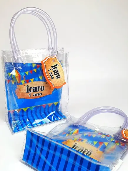 Sacola Cristal com Tag Dupla - Festa Junina