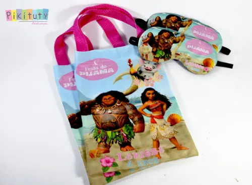 Sacola de tecido + máscara de dormir Moana
