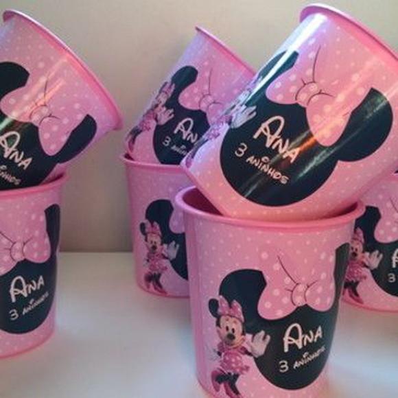 Balde de Pipoca para Lembrancinhas da Minnie Rosa