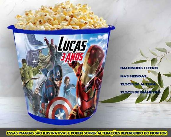 Balde de Pipoca para Lembrancinhas Vingadores