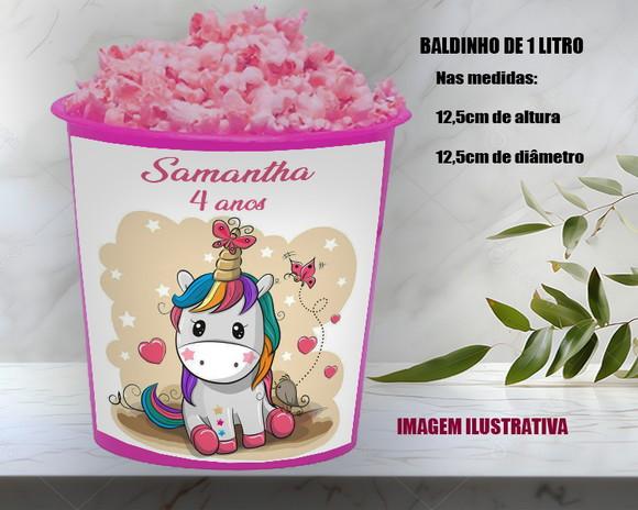 Balde de Pipoca Personalizado do Unicornio