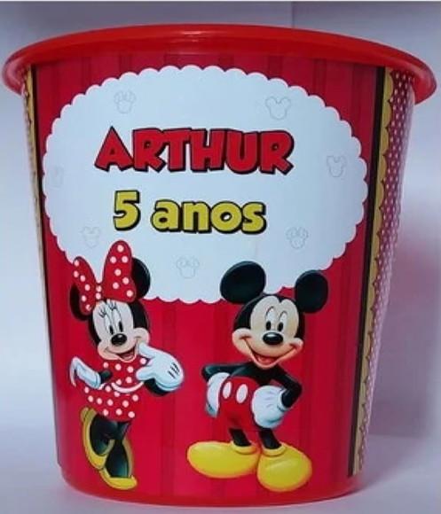 Balde de Pipoca Personalizado Minnie e Mickey