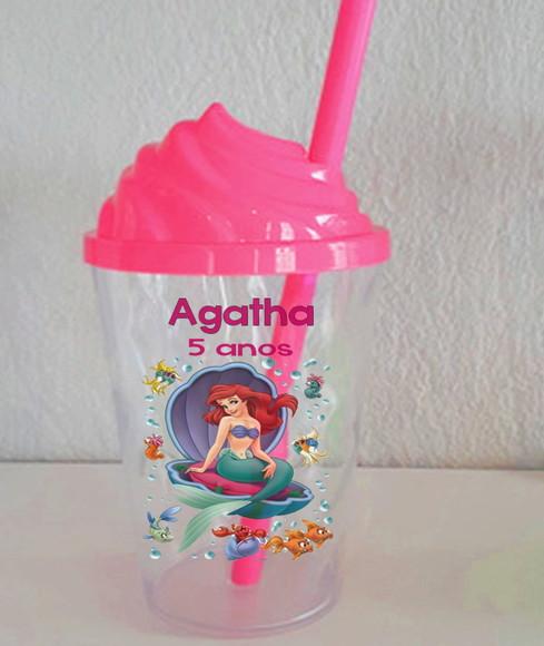 Copo com a Tampa Chantilly da Sereia Ariel