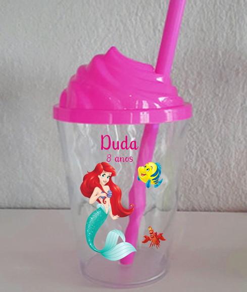 Copo com a Tampa Chantilly Personalizado da Sereia Ariel