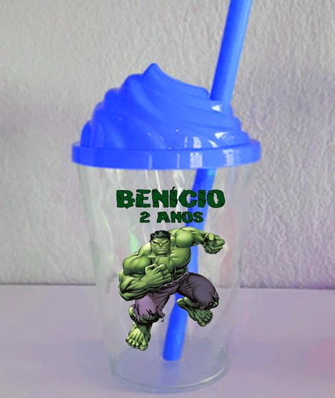 Copo com a Tampa Chantily Personalizado do Hulk