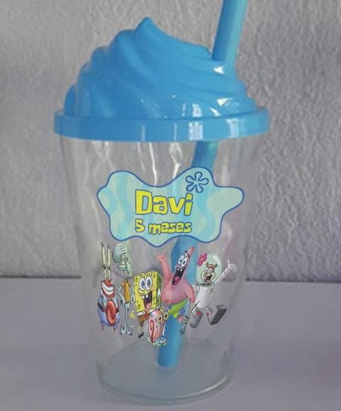 Copo com Tampa Chantilly Bob Esponja