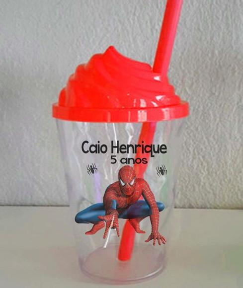 Copo com Tampa Chantily Personalizado do Homem Aranha