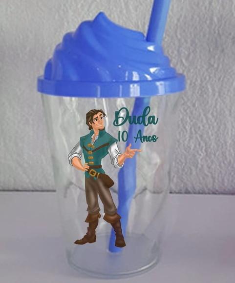 Copo Twister com a Tampa Chantilly Enrolados Rapunzel