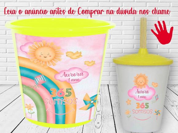 Kit Balde de Pipoca e Copo Twister 365 Sorrisos