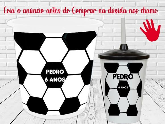 Kit Balde de Pipoca e Copo Twister Tema Futebol
