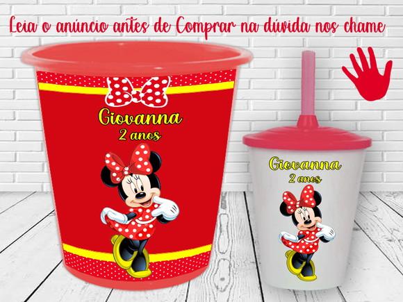 Kit Balde de Pipoca e Copo Twister da Minnie